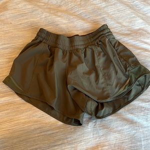 Army green lululemon shorts size 8. 4 inch inseam
